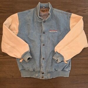 Vintage Turning Point Denim Varsity Jacket Music Mansion Fly Eagle Fly Blue L